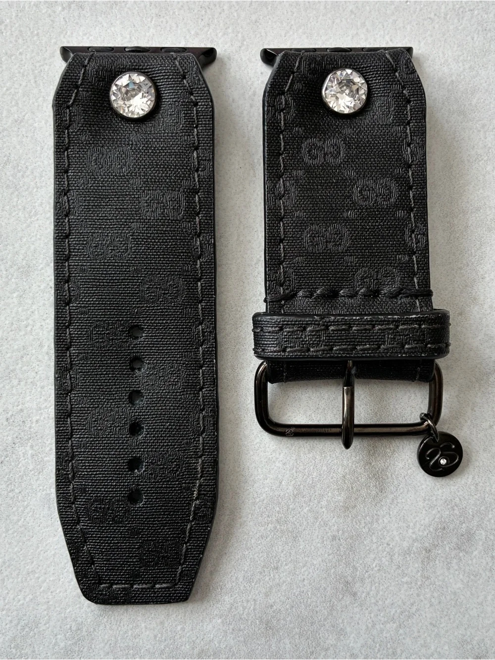 Spark*l Authentic Upcycled Micro GG Black Sivella Apple Watch Band - Size 2